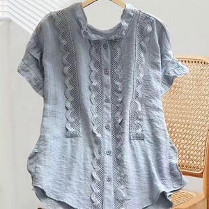 Love.U.Dear for Zulily Blue Lace Button-Up Top